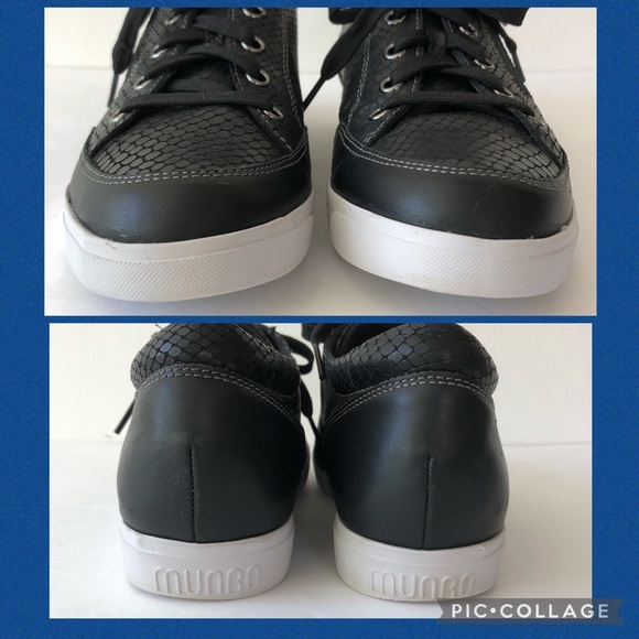 Munro Gabbie Black Snake Print Leather Sneakers - Picture 9 of 15